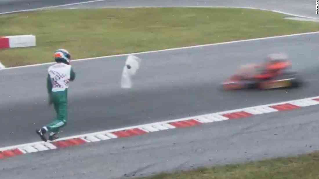 Mario Andretti reacts to Giancarlo Fisichella crash at Qatar World Karting Championships